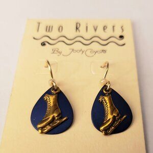  Ice Skate Figure Skating Hockey Jody Coyote Earrings French Hook Wire Dangle
